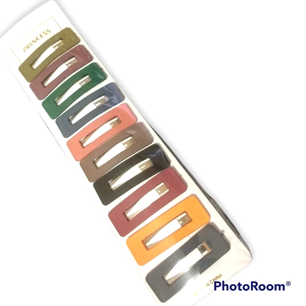 2 Inch Hair Clips, 10 pack, Metal and Acrylic, New in Package